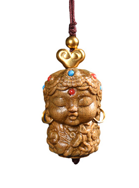 寸木寸金绿檀木手工雕刻