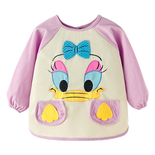 儿童罩衣宝宝反穿衣婴儿吃饭围兜防水防脏女童外穿护衣灯芯绒围裙