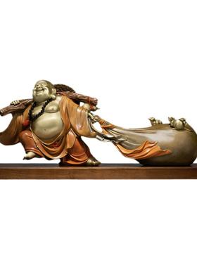 铜师傅黄铜桌面摆件财富弥勒