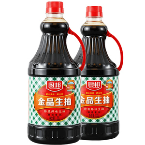 厨邦特级金品生抽酱油1.25L瓶装黄豆酿造鲜味家用凉拌炒菜调料
