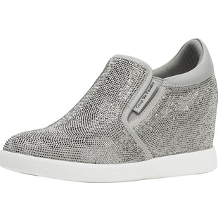 CDF女鞋2025秋季新款时尚气质内增高一脚蹬水钻百搭圆头休闲鞋女