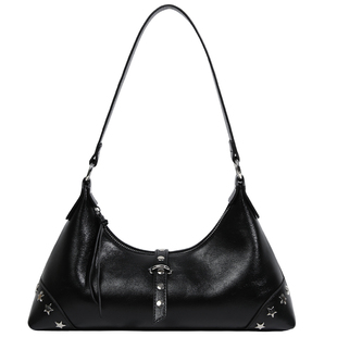 NBY原创国潮小众复古黑色腋下包女Y2K铆钉机车包26早春百搭单肩包