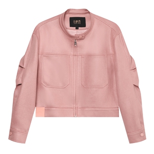 白鹿语复古高级感拉链宽松机车夹克短款上衣仿皮衣外套女25春新款