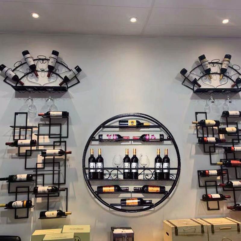 简约现代铁艺酒架酒柜壁挂餐厅创意悬挂酒杯墙上红酒架装饰置物架