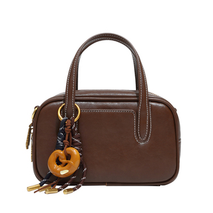 CheyaKaylan方糖保龄球包女2026新款牛皮波士顿包手提单肩斜挎包