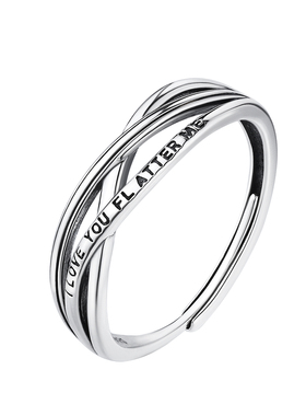 巷南925纯银线条戒指素圈开口戒