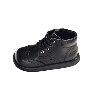 贝然儿童鞋真皮短靴女童黑色皮鞋男童英伦马丁靴加绒棉靴单靴皮靴