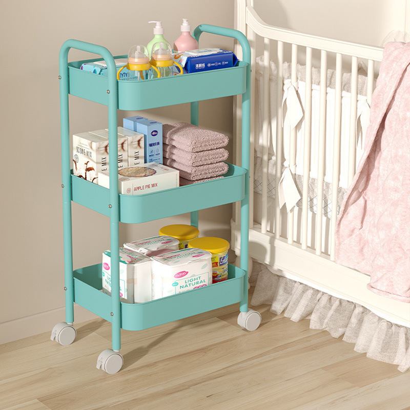 小推车家用置物架落地式厨房多层物零食架架架轮可储移动收纳带