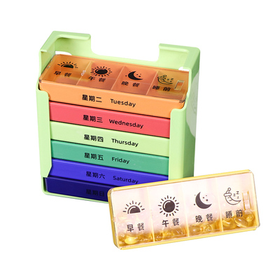 天大容量星期早中晚彩虹老人药盒