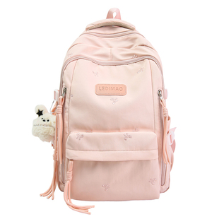 袋鼠双肩包书包初中女生大容量结实耐用高颜值高中生蓝色防水背包