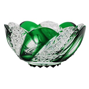 日式江户切子水晶玻璃盘日本家用餐盘水果盘纯手工雕刻工艺装饰品