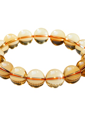 天然黄水晶手串女款纯真珠子黄色转运珠巴西正品高级水晶手链男士