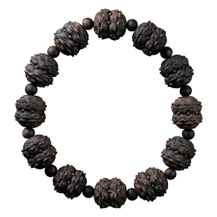 天然越南顺化黑奇楠沉香手串手工雕刻莲花佛珠男女款高端文玩手链