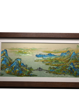 大铜世家千里江山图铜雕画摆件