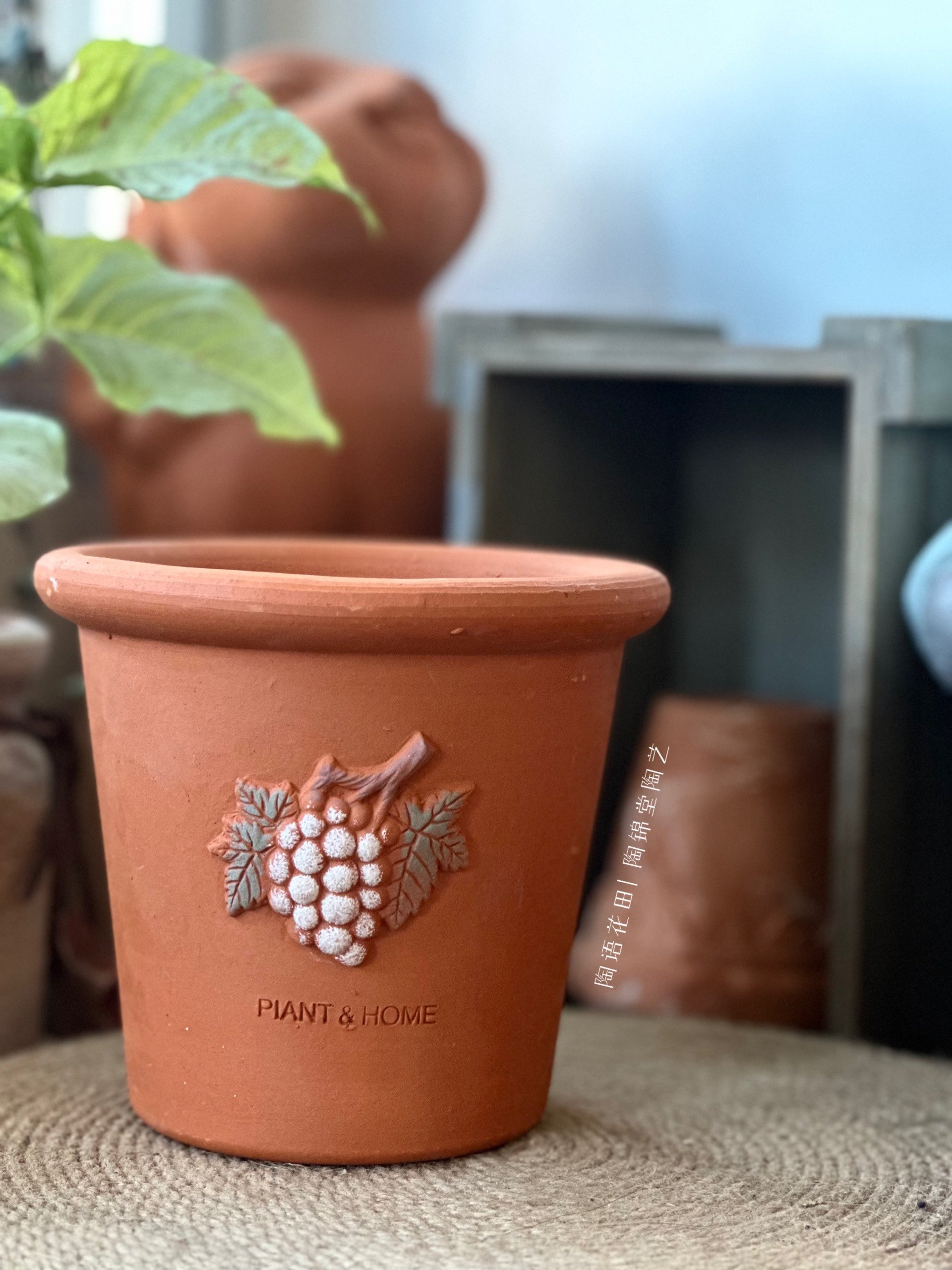 水果系列葡萄草莓浮雕手工陶土盆·客厅阳台植物种植透气红陶花盆