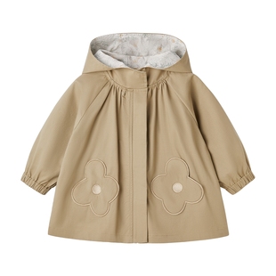 女童中长款风衣春秋小童洋气纯棉开衫春装新款衣服女宝宝英伦外套