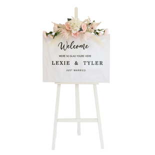 新品婚礼迎宾牌水牌花 指示牌花艺 指引牌放仿真绢花花艺婚庆道具