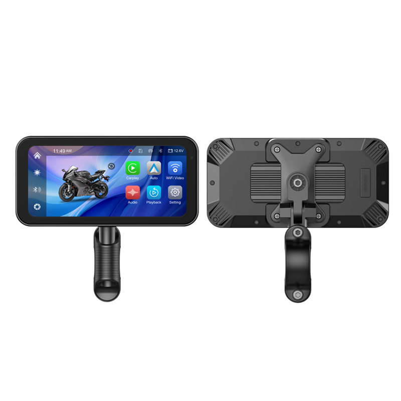摩托车行车记录仪carplay苹果华为安卓防水投屏导航录影6.25寸