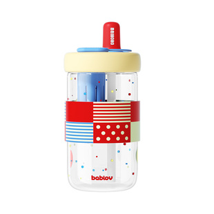 bablov玻璃吸管杯女生高颜值茶水分离夏日水杯耐高温冷泡牛奶杯子