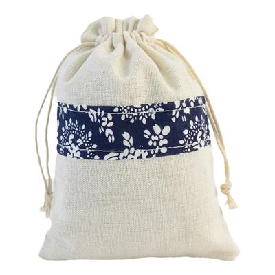 青花麻布袋首饰香包香囊空袋袋子小布袋束口袋抽绳文玩收纳袋布袋