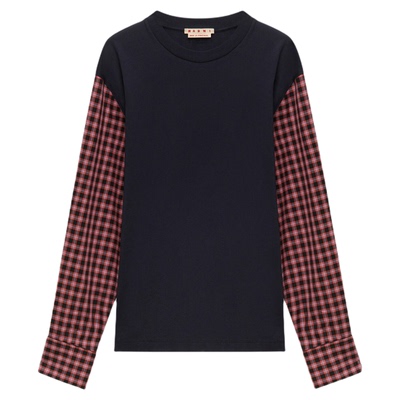 【24期免息】MARNI 2026早秋新品女士格纹拼接卫衣