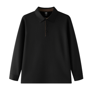 半墨大码男装加绒POLO衫男长袖春季新款宽松胖子肥佬撞色翻领T恤