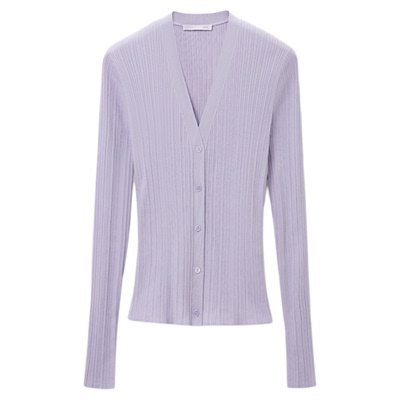 OVV春夏女装丝棉混纺修身V领单排扣长袖针织衫外套GWZAJ14011A