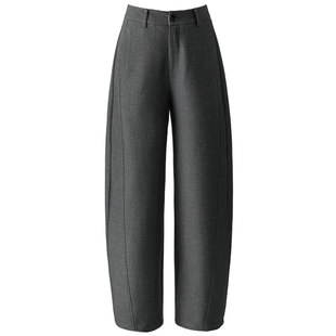阔腿裤灰色西装裤高级感垂感女裤2026新款春季高腰弯刀裤休闲西裤