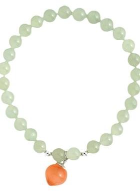 玉源原创和田玉蜜桃手链玉石