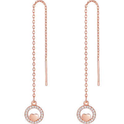 周六福s925爱心形纯银耳饰品耳线