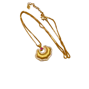 古法金包银项链女款拉丝如意锁项链轻奢复古毛衣链闺蜜节日送礼物