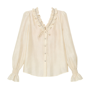 DPLAY白色衬衫法式高级设计感气质重工时尚上衣小衫2026年春季