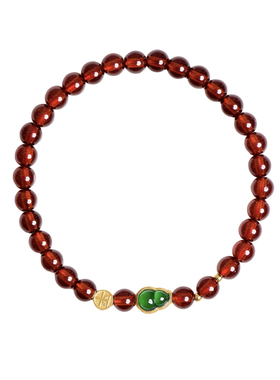 原创天然石榴石18K金小众女手链