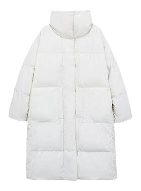 90白鸭绒羽绒服女过膝加厚外套