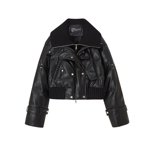 【现货】Ofakiva“非正式解构”双拉链针织拼接铆钉羽绒服女冬季