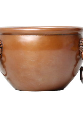 铜聚德 纯铜故宫狮首缸工艺品公司乔迁开业礼品风水聚宝盆摆件