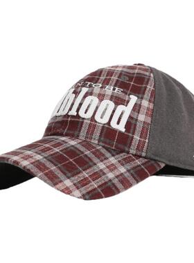 badBlood美式复古红色格子帽