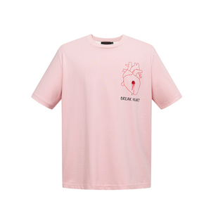 BREAK HEART心碎主题印花T恤重磅纯棉短袖潮酷情侣款铆钉男女tee