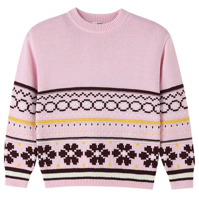 安奈儿童装男童女童圆领长袖毛衣针织衫冬新款提花保暖弹力