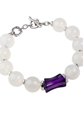 盐岛紫竹白玛瑙串珠紫水晶手链轻奢小众精致高级感新中式国风手串