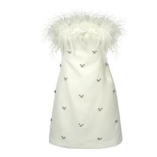 漂亮气质超好看白色连衣裙高级感独特优雅小个子露肩抹胸a字裙女