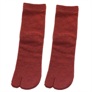 女士两指袜二趾袜日本木屐袜春秋季中筒袜纯棉纯色猪蹄鞋分趾袜子