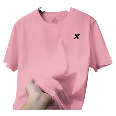 特步短袖t恤男款夏季新款上衣宽松圆领速干透气体恤粉色纯棉半袖