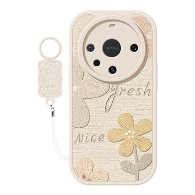 油画花瓣适用华为mate70pro手机壳mate60小羊皮mete40新款meta30epro挂绳mate20女40e/50e硅胶卡通可爱