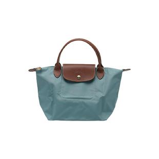 【自营】LONGCHAMP/珑骧压纹标识Logo织物拼皮革小号手提包饺子包
