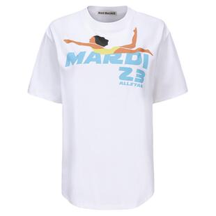 MardiMercredi星星字母游泳女孩印花短袖t恤宽松运动韩系上衣女