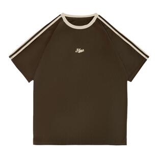 FIND BETTER夏季三条杠短袖T恤情侣简约运动上衣美式宽松打底衫潮