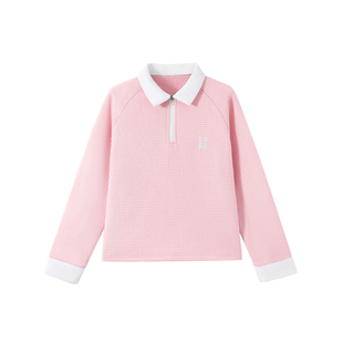 KK树儿童长袖t恤学院风POLO衫男童女孩卫衣翻领冬季上衣2025新款