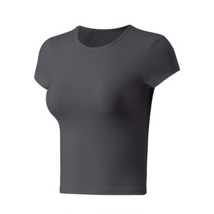 运动短袖女新款速干修身瑜伽t恤套装跑步普拉提训练服健身上衣夏