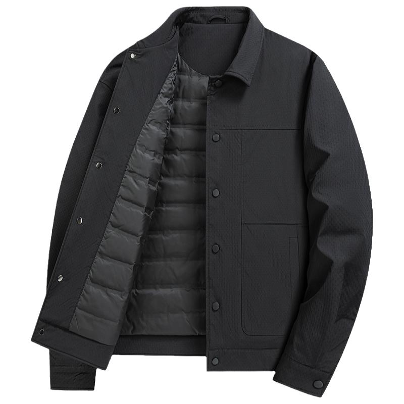 雅鹿短款轻薄羽绒服男士2026秋冬新款夹克翻领时尚保暖鸭绒外套